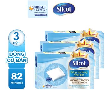Combo 3 Bông Tẩy Trang Silcot Cơ Bản 82 Miếng/Hộp