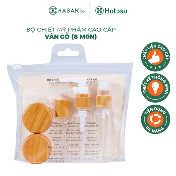 Bộ Chiết Mỹ Phẩm Hotosu Vân Gỗ (8 Món)