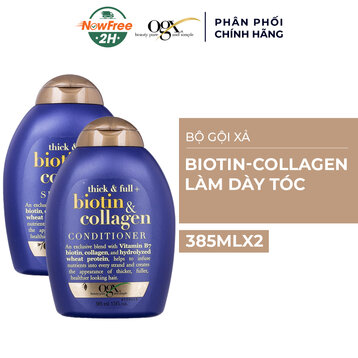 Bộ Gội Xả OGX Biotin &amp; Collagen Làm Dày Tóc 2x385ml