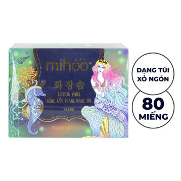 Bông Tẩy Trang Mihoo Dạng Túi Xỏ Ngón Hộp 80 Miếng