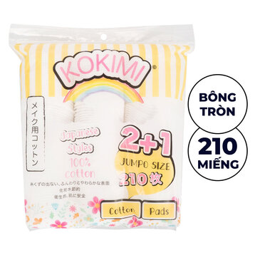 Bông Tẩy Trang Mihoo Kokimi Bông Tròn Túi 210 miếng
