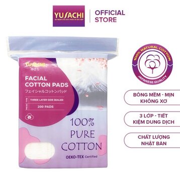 Bông Tẩy Trang Yusachi Suzuran 100% Cotton 200 Miếng