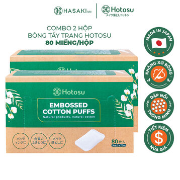 Combo 2 Bông Tẩy Trang Hotosu Hộp 80 Miếng