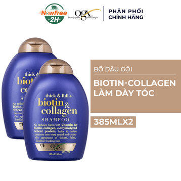 Combo 2 Dầu Gội OGX Biotin &amp; Collagen Làm Dày Tóc 385ml