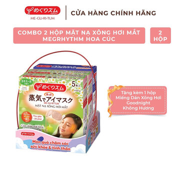 Combo 2 Hộp Mặt Nạ Xông Hơi Mắt Megrhythm Hoa Cúc + Tặng 1 Hộp Miếng Dán Xông Hơi Goodnight Không Hương