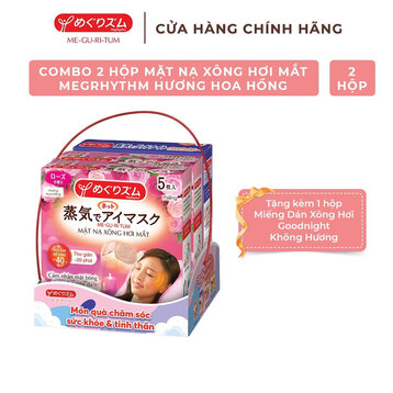 Combo 2 Hộp Mặt Nạ Xông Hơi Mắt Megrhythm Hoa Hồng + Tặng 1 Hộp Miếng Dán Xông Hơi Goodnight Không Hương