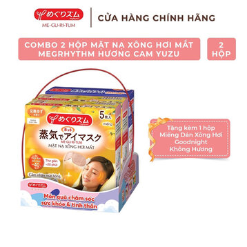 Combo 2 Hộp Mặt Nạ Xông Hơi Mắt Megrhythm Cam Yuzu + Tặng 1 Hộp Miếng Dán Xông Hơi Goodnight Không Hương