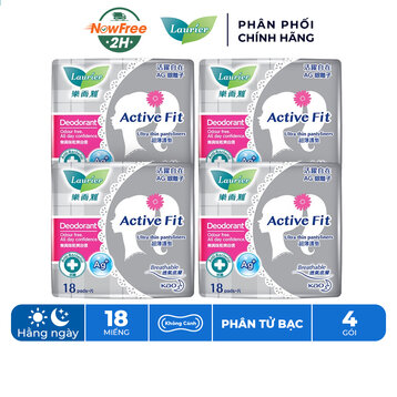 Combo 4 Băng Vệ Sinh Laurier Hàng Ngày Phân Tử Bạc Khử Mùi 18 Miếng