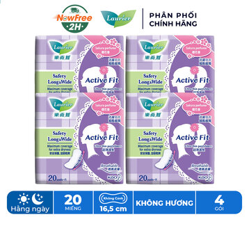 Combo 4 Băng Vệ Sinh Laurier Ngày Đầu-Cuối Hương Hoa Anh Đào 20 Miếng