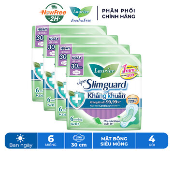 Combo 4 Băng Vệ Sinh Laurier Siêu Mỏng Kháng Khuẩn 30cm 6M