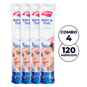 Combo 4 Bông Tẩy Trang Tippys Classic 120 Miếng