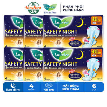 Combo 6 Băng Vệ Sinh Laurier Safety Night Ban Đêm 40cm 4 Miếng