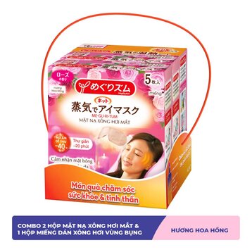 Combo MegRhythm 2 Hộp Mặt Xông Hơi Mắt (Hoa Hồng) + Tặng 1 Hộp Miếng Dán Xông Hơi Vùng Bụng