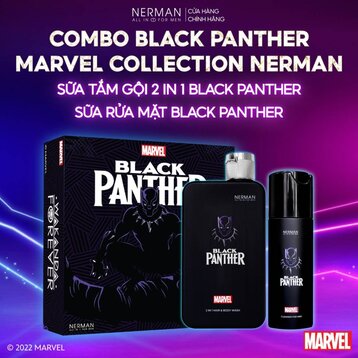 Combo Nerman Black Panther Sữa Tắm Gội 2in1 350g + Sữa Rửa Mặt 100g