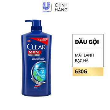 Dầu Gội Clear Men Cool Sport Bạc Hà Sạch Gàu 630g