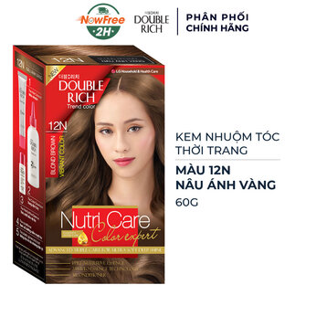 Kem Nhuộm Tóc Double Rich Màu 12N Nâu Ánh Vàng 60g