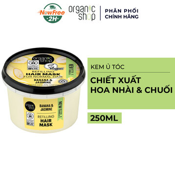 Kem Ủ Tóc Organic Shop Chiết Xuất Hoa Nhài &amp; Chuối 250ml