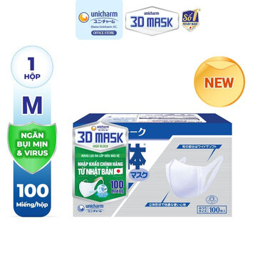 Khẩu Trang Unicharm 3D Mask Siêu Bảo Vệ Size M 100 Miếng