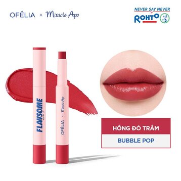 Son Ofélia x Miracle Apo Flawsome #Bubble Pop Hồng Đỏ Trầm 2g