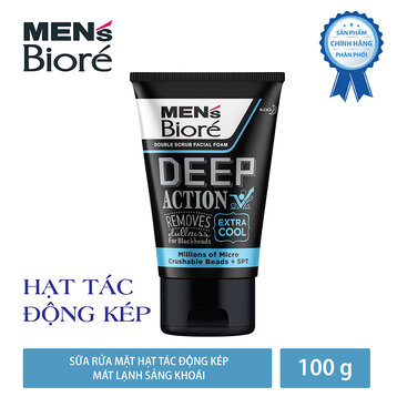Sữa Rửa Mặt Bioré Cho Nam Hạt Tác Động Kép Mát Lạnh 100g