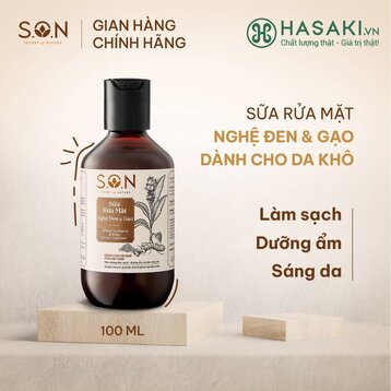 Sữa Rửa Mặt S.O.N Nghệ Đen &amp; Gạo Dành Cho Da Khô 100ml