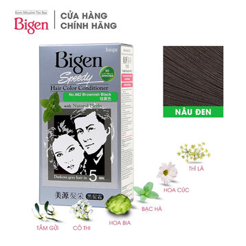 Thuốc Nhuộm Tóc Bigen Phủ Bạc Dạng Kem 882 Nâu Đen 80ml