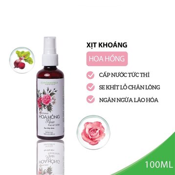 Xịt Khoáng Milaganics Hoa Hồng Cấp Nước, Làm Dịu Da 100ml