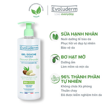 Gel Tắm Evoluderm Chiết Xuất Hạnh Nhân 500ml