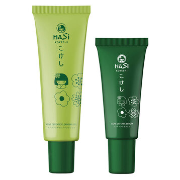 Bộ Sản Phẩm Hasi Kokeshi Serum &amp; Gel Rửa Mặt Cho Da Mụn