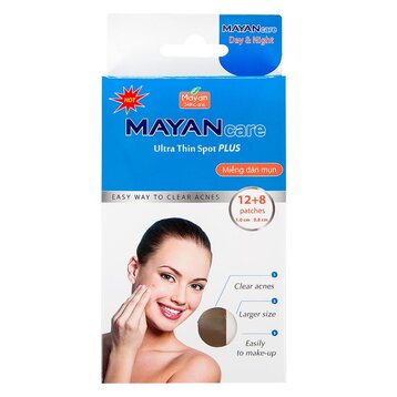 Miếng Dán Mụn Mayan Ultra Thin Spot Plus 12+8 Miếng