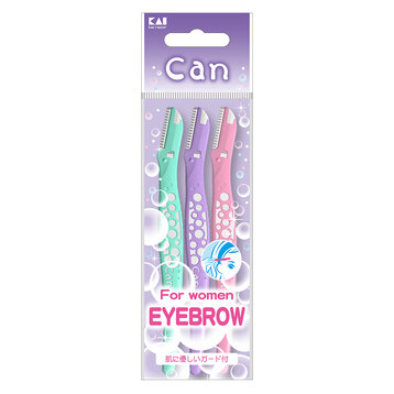 Set 3 Dạo Cạo Lông Mày KAI Lưỡi Đơn Thân Nhựa CBM-3P
