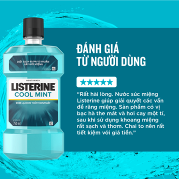 Nước Súc Miệng Listerine Hơi Thở Thơm Mát 250mlx2