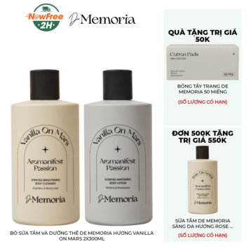 Bộ Sữa Tắm Và Dưỡng Thể De Memoria Hương Vanilla On Mars 2x300ml