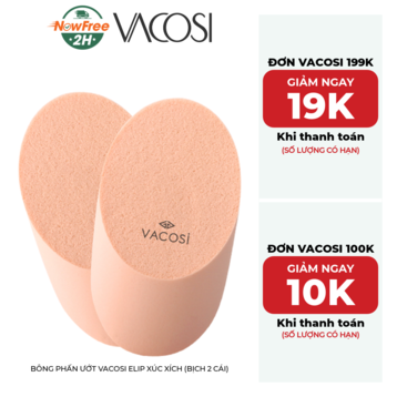 Bông Phấn Ướt Vacosi Elip Xúc Xích (Bịch 2 Cái)