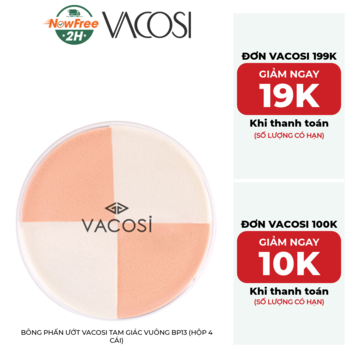Bông Phấn Ướt Vacosi Tam Giác Vuông BP13 (Hộp 4 Cái)