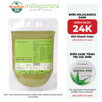 Bột Trà Xanh Milaganics Kiểm Soát Nhờn, Ngăn Ngừa Mụn 100g