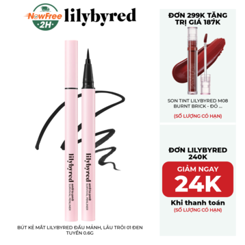 Bút Kẻ Mắt Lilybyred Đầu Mảnh, Lâu Trôi 01 Đen Tuyền 0.6g
