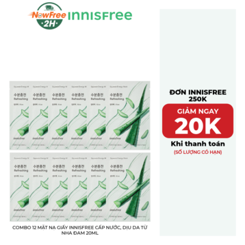 Combo 12 Mặt Nạ Giấy innisfree Cấp Nước, Dịu Da Từ Nha Đam 20ml