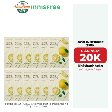 Combo 12 Mặt Nạ Giấy innisfree Dưỡng Sáng Rạng Rỡ Từ Quýt Yuzu 22ml