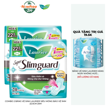 Combo 2 Băng Vệ Sinh Laurier Siêu Mỏng Bảo Vệ 1mm 22.5cm 20M