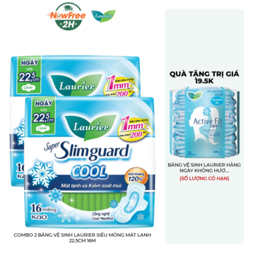 Combo 2 Băng Vệ Sinh Laurier Siêu Mỏng Mát Lạnh 22.5cm 16M