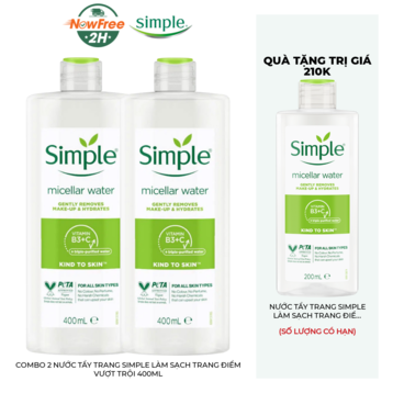 Combo 2 Nước Tẩy Trang Simple Làm Sạch Trang Điểm Vượt Trội 400ml