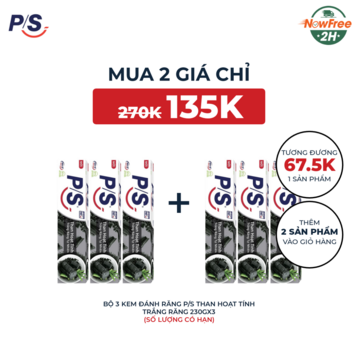 Bộ 3 Kem Đánh Răng P/S Than Hoạt Tính Trắng Răng 230gx3