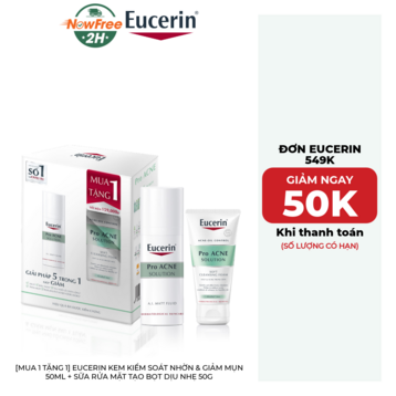 [Mua 1 Tặng 1] Eucerin Kem Kiểm Soát Nhờn &amp; Giảm Mụn 50ml + Sữa Rửa Mặt Tạo Bọt Dịu Nhẹ 50g