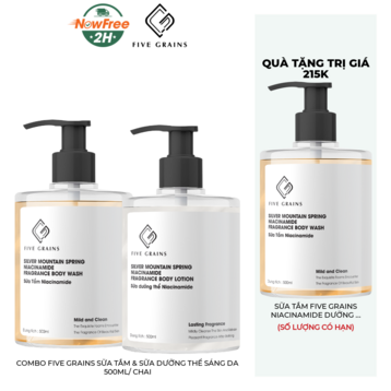 Combo Five Grains Sữa Tắm &amp; Sữa Dưỡng Thể Sáng Da 500ml/ Chai