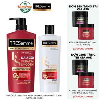 Bộ Gội Xả TRESemmé Keratin Smooth Vào Nếp Suôn Mượt 640g+340g
