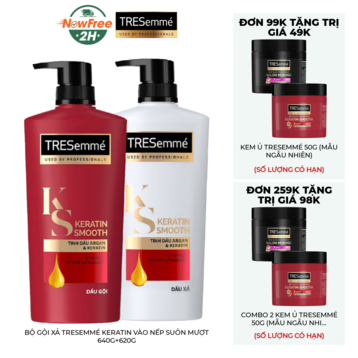 Bộ Gội Xả TRESemmé Keratin Vào Nếp Suôn Mượt 640g+620g