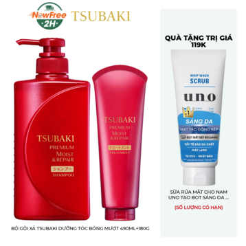Bộ Gội Xả Tsubaki Dưỡng Tóc Bóng Mượt 490ml+180g