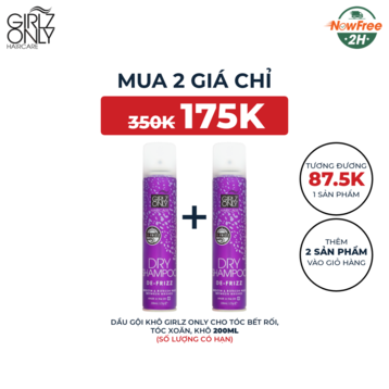 Dầu Gội Khô Girlz Only Cho Tóc Bết Rối, Tóc Xoăn, Khô 200ml