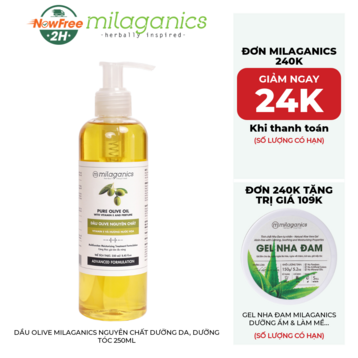 Dầu Olive Milaganics Nguyên Chất Dưỡng Da, Dưỡng Tóc 250ml